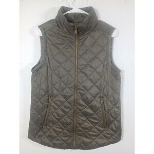 Easel Olive Green Quilted Puffer Vest Size Small GUC Full Zip Pockets